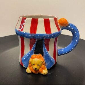 Pier One Imports Circus Mug With Lion & Peek A Boo Elephant Inside